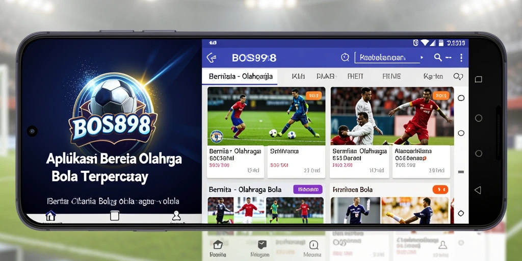 Tampilan antarmuka utama aplikasi BOS898 dengan berita Olahraga Bola.