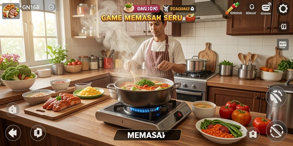 Tampilan antarmuka <strong>GN168</strong> yang menawan dan interaktif saat memasak.