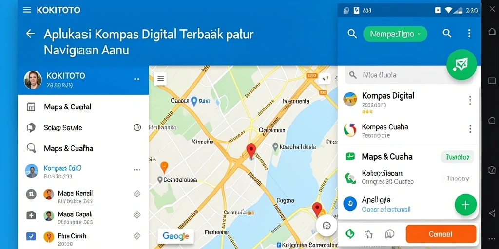Antarmuka KOKITOTO menampilkan kompas digital yang mudah dibaca.