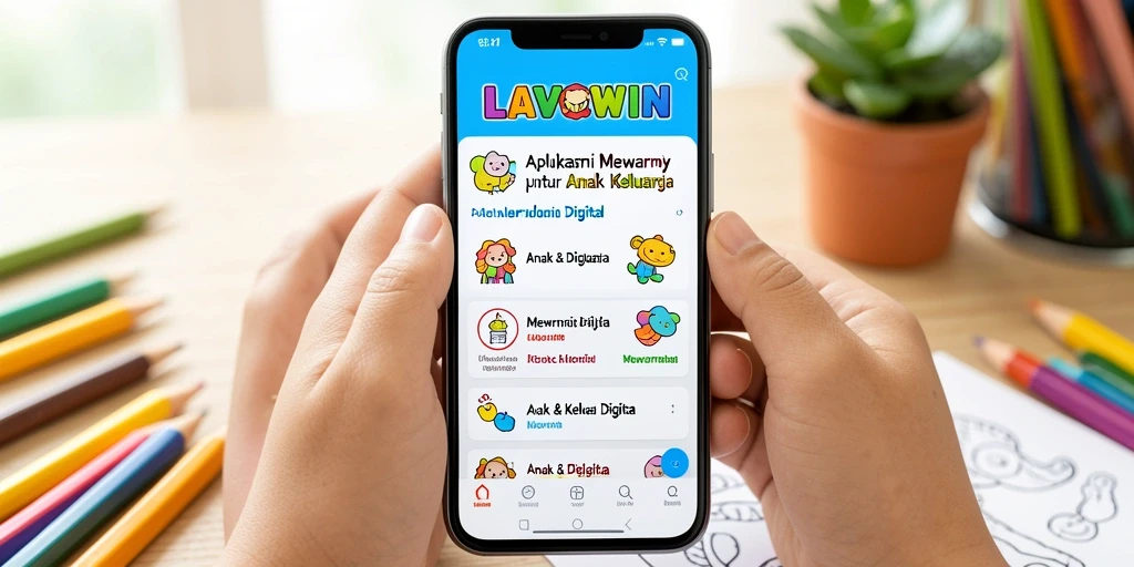 Antarmuka LAVOWIN yang ceria dan menarik untuk anak-anak.