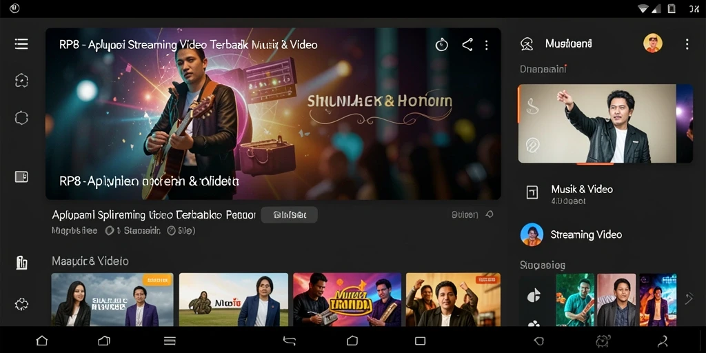 Antarmuka pengguna RP8 dengan pilihan video streaming yang beragam dan berkualitas.