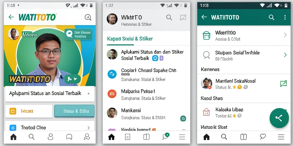 Tampilan antarmuka <strong>WATITOTO</strong> dengan berbagai stiker sosial yang menarik.
