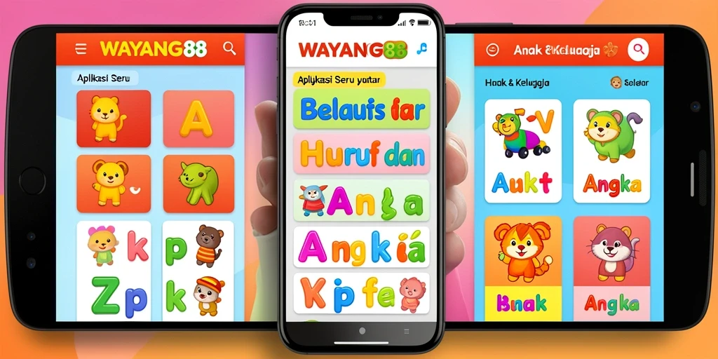 Tampilan antarmuka menarik untuk belajar huruf dan angka.